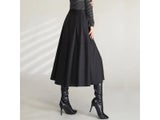 Women Elegant High Waist A Line Umbrella Long Skirt With Slit And Pockets