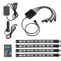 4PCS 9LED RGB Strip Lights Underglow Underbody Remote Control Decorative Floor A