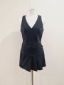 Cue Y2K Black V-Neck Sleeveless Micro-Mini Pleated Dress Fits 8-10