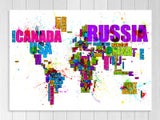 Text World Map - Contemporary Art - Colourful - Artwork
