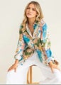 HUT BOYFRIEND LINEN SHIRT – RIVIERA PRINT – SZ L - BNWT RRP $253