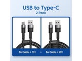 Toocki 2PCS 3A USB Type C Cable For Realme Xiaomi Samsung Fast Charging Wire