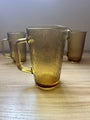 Crown Crystal / Kaaru Glass Honeygold Pitcher & Small Creamers