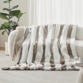 Dreamaker Denver Carved Stripe Faux Fur Heated Throw Natural 180x200cm