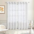 Black Lace Curtains for Bedroom 39x78.7 inch Long Vintage French Floral Embro