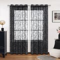 Black Lace Curtains for Bedroom 39x78.7 inch Long Vintage French Floral Embro