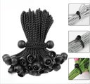40X 20cm Elastic Ball Bungee Loop Cord Wire Fix Ties Strap Canopy Tent Black