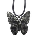Gothic Butterfly Pendant Necklace Butterfly Skull Necklace Black Cord Jewelry