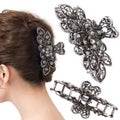 Fancy Hair Claw Jaw Clips Pins For Womens, Vintage Rhinestone Crystal Flowers