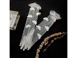 White Lace Gloves With Butterfly Flowers For Wedding Party