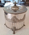 Circa 1890 - a beautifully decorative antique Victorian silver biscuit barrel