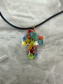Authentic Italian Murano millefiori glass cross pendant necklace