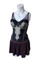 Dark green and black lace corset top