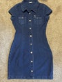 Guess Denim Dress Medium Dark Wash Button Front Stretch Dress