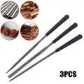 3 Pcs 3x140mm Flat Triangle Round File Diamond Needle File Set Grinding for