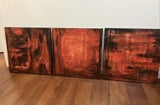 Oil on canvas abstract Triptych painting by Barbara Ruszkiewicz