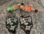 Nerf battle set: guns vests, safety glasses x2