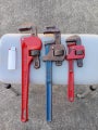 3 x vintage stilson wrenches
