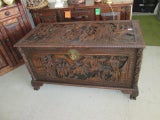 2967 AWESOME HEAVILY CARVED CAMPHOR CHEST