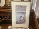 Antique print Quing Dynasty framed