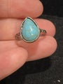 Vintage Tear Drop Turquoise Silver Plated Ring Size 18/Q