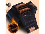 Fleece Lined Loose Fit Straight Leg Jeans For Men