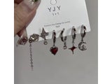 Vintage Gothic Red Crystal Earring Set With Pendant