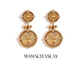 Angel Heart Key Coin Earrings Stainless Steel Women's Charm