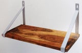 Heavy Duty Shelf Brackets with Acacia Wood Shelf 21cm x 41cm x 21cm
