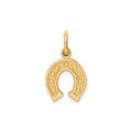 14k Yellow Gold Horseshoe Charm Pendant, 20x10mm