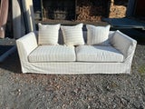 EX HOME STAGING STOCK- White &amp; natural PINSTRIPED sofa