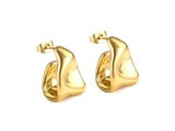Stainless Steel Gold Irregular Wave Hoop Earrings For Women