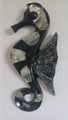 Vintage MCM Crystal Craft Paua Abalone Seahorse Plaque 30cm