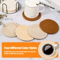 8Pcs Absorbent Coasters With Holder 4.3Inch Cotton Woven Drink Coaster Set