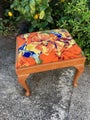 Tapestry Footstool with curved legs