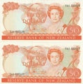 NZ HARDIE CONSEC PAIR 50 DOLLARS BANKNOTES ND(1983-85) P.174a UNC 1/2 PRICE SALE