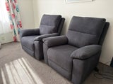 Two Gracey Fabric Electric Recliner Chairs in Charcoal