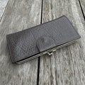 Vintage Genuine Leather Kiss Lock Wallet Purse Brown Ladies Clutch (18.5cm)