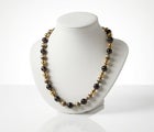 18ct Gold Plated Sterling &amp; Smoky Quartz &amp; Beads Necklace, Veronese ITALY 51.7gr