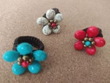 Gold Seeds Flower Beaded Crochet Ring - Choose your colour!