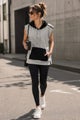 Ketz-Ke Size 10 Grey Sleeveless Hoodie Top | Zip Detail | Cotton