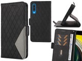 Galaxy A50 Case Grid Wallet Leather Case