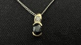 9ct Gold Black Gemstone Pendant Necklace with Accent Stones