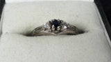 Vintage Sterling Silver White & Blue Stone Ring