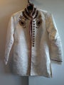 Stunning Ethnic Embroidered Cream Brocaid jacket with gold trim size 0