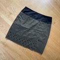 Vintage Grommet Colourblock Khaki Midi Skirt