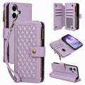 Galaxy M30 diamond-quilted suede finish wallet case 9 card zipper purple