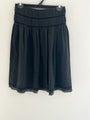 / Black Pleated Midi Skirt with Lace Trim - Small