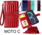 MOTO C case Croco wallet Leather case