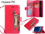 Huawei P9 case 10 cardS slots wallet leather case with zip